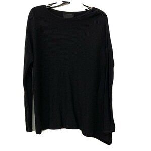 August 1 Eight Womens Black Rib Asymmetrical Cashmere Blend Sweater